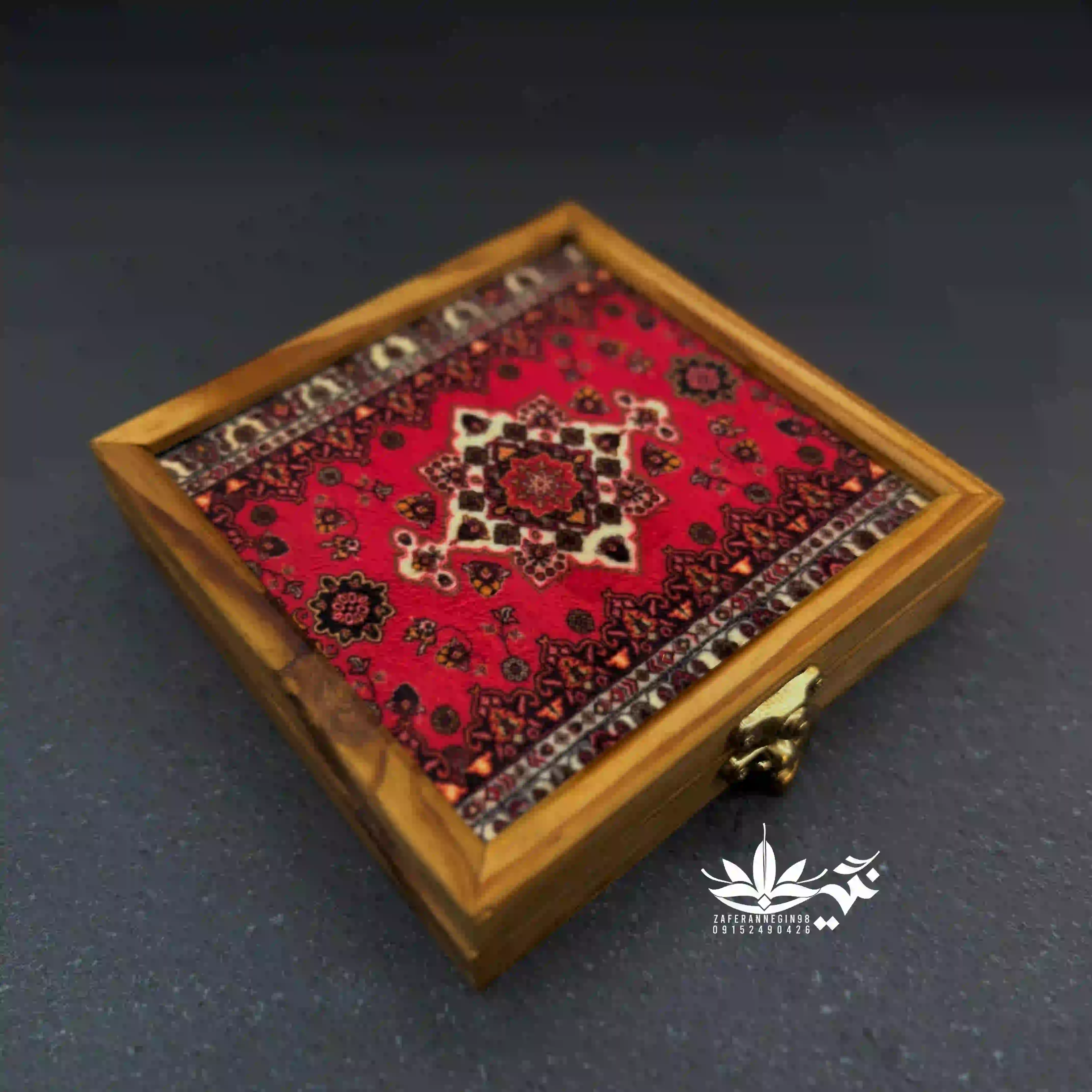 باکس چوبی مربعی تک خاتم هاون دار